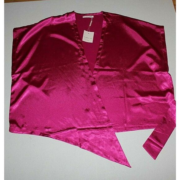Do Everything In Love Pink Tie Front Kimono Jacket Shawl NWT OS - Picture 5 of 9